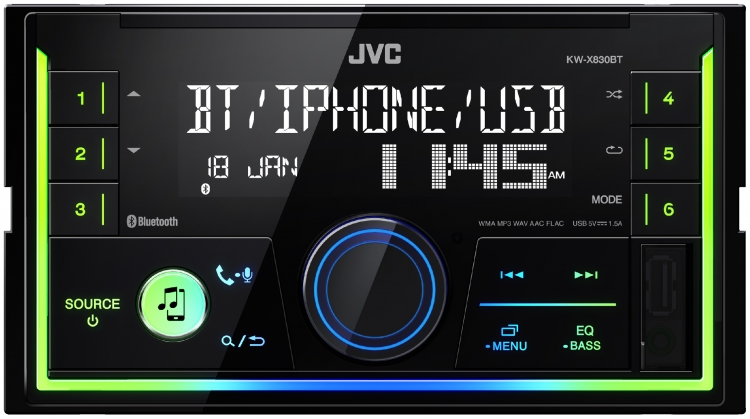 Bluetooth MP3 USB Autoradio Radio JVC KW-X830BT JUST SOUND best choice for caraudio Einbauzubehör Einbauset für VW Polo 6R 
