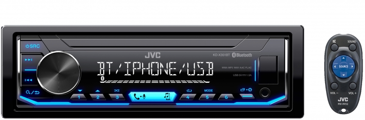 JVC KD-X351BT 1-DIN Autoradio Blaue Tasten USB AUX Bluetooth Android New Model 