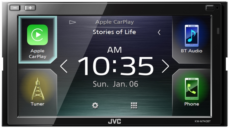 Apple CarPlay JVC KW-M740BT 6.8" Double DIN Digital Media Receiver w/ Bluetooth 
