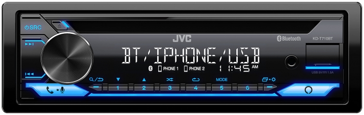 JVC KD-TD70BT Single DIN Bluetooth In-Dash CD/AM/FM/Digital Media Car  Stereo Receiver w/ LCD Text Display ft. Pandora/Spotify/iHeartRadio Control  +